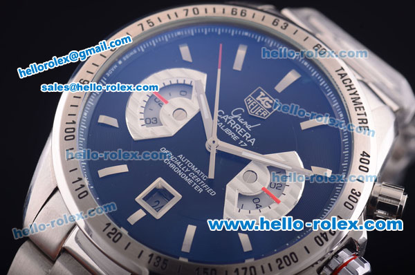 Tag Heuer Grand Carrera Calibre 17 Automatic Full Steel with Black Dial and Stick Markers - Click Image to Close